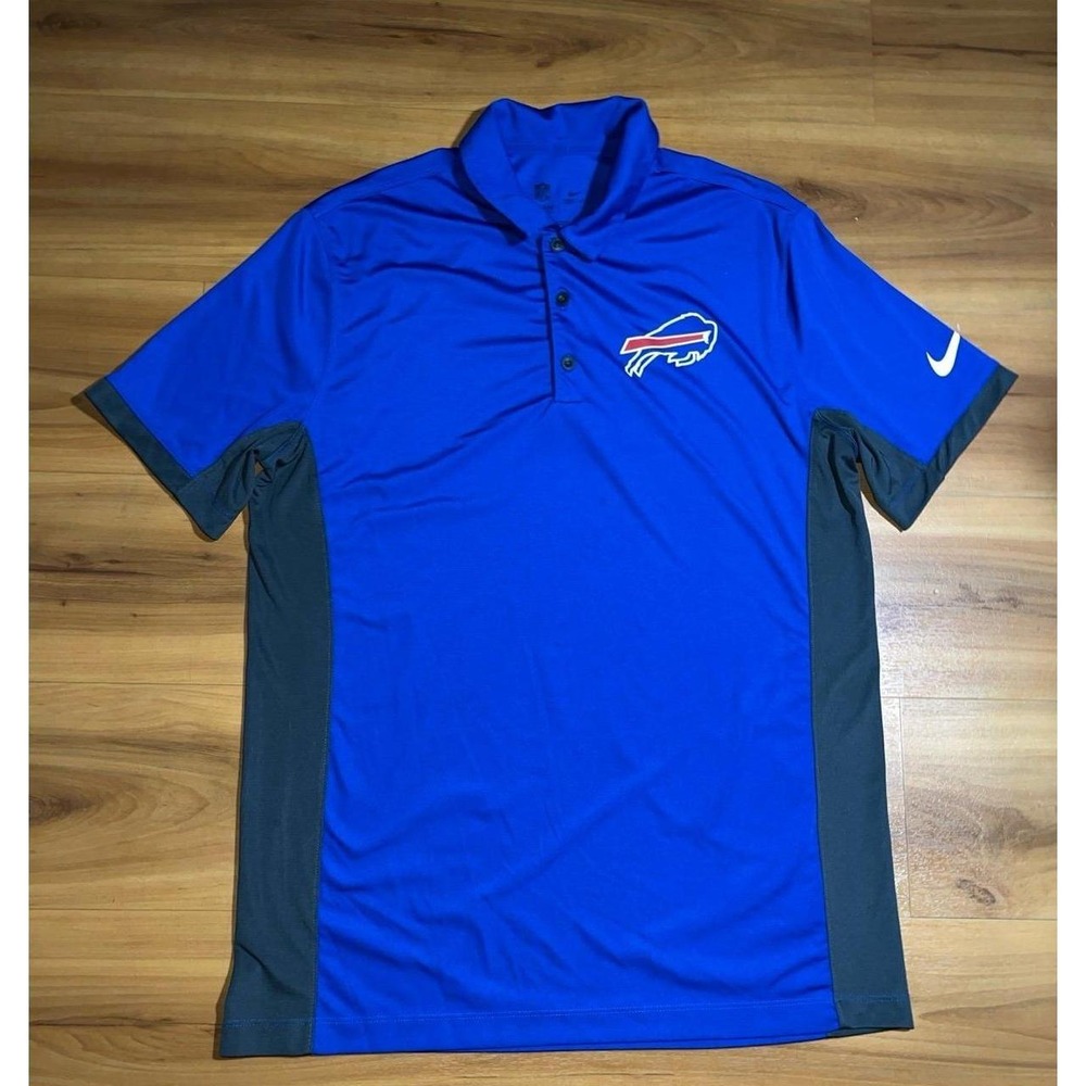 Mens Nike Buffalo Bills Golf NFL Football Preppy Royal Blue Athletic Polo Shirt